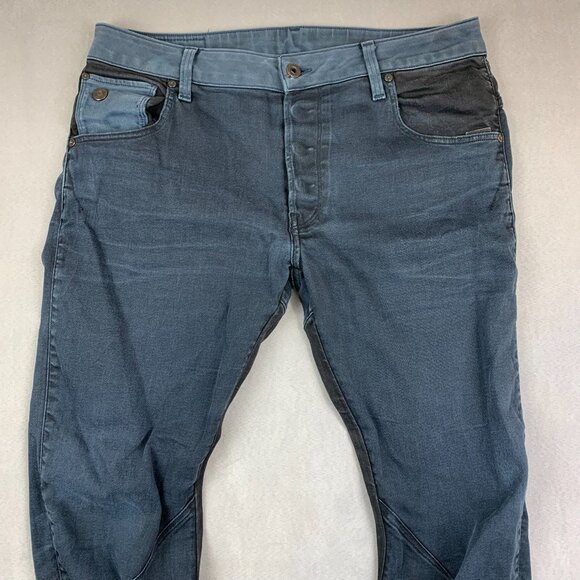 G Star Raw Mens Pants 33 Blue Black Colorblock Denim Jeans Arc 3D Slim 33x32 - Picture 2 of 15